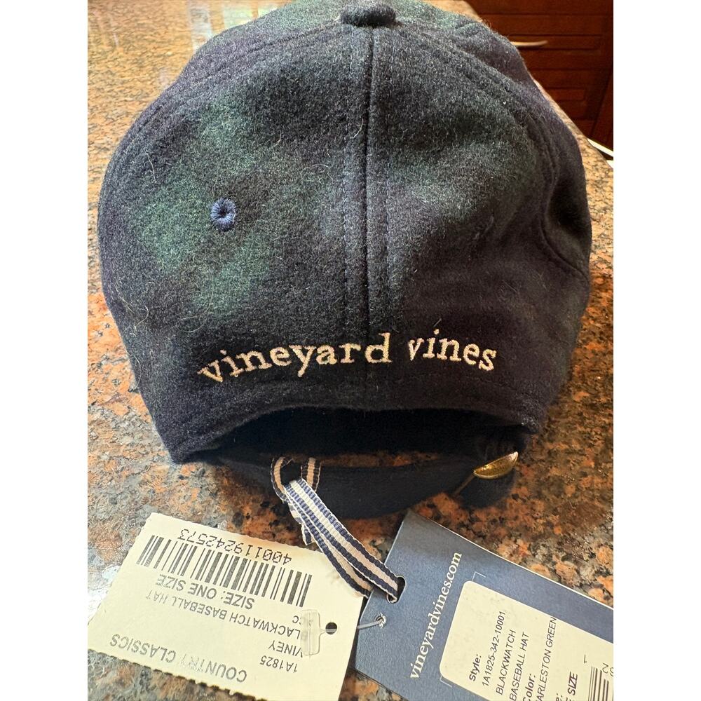 Vineyard Vines Tartan Plaid Green/Navy Wool Baseball Cap/Hat - NWT